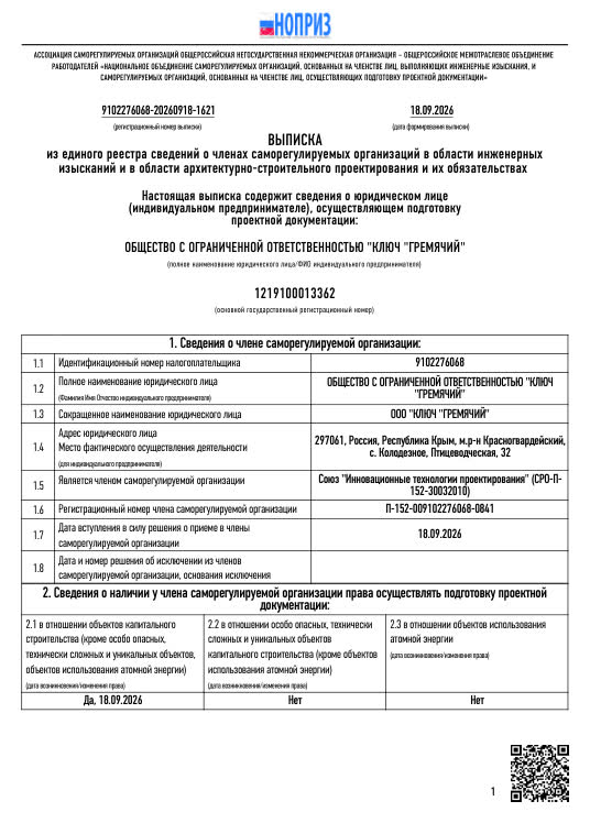Выписка НОПРИЗ